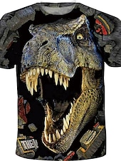 お買い得  男の子の3D動物-男の子 3D 動物 カラーブロック 3Dプリント Tシャツ Ｔシャツ 半袖 3Dプリント 夏 ストリートファッション ベーシック 子供 3〜12年