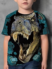 お買い得  男の子の3D動物-男の子 3D 動物 カラーブロック 3Dプリント Tシャツ Ｔシャツ 半袖 3Dプリント 夏 ストリートファッション ベーシック 子供 3〜12年