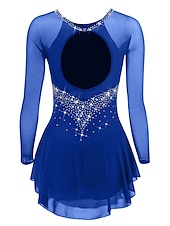 voordelige Schaatsjurken-Kunstschaatsjurk Dames Voor meisjes Schaatsen Jurken Paars Zwart Wit Open achterkant Netstof Spandex Hoge Elasticiteit Opleiding Wedstrijd Kunstschaatskleding Klassiek Kristal / Bergkristal Lange mouw