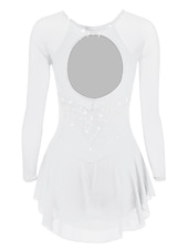 voordelige Schaatsjurken-Kunstschaatsjurk Dames Voor meisjes Schaatsen Jurken Paars Zwart Wit Open achterkant Netstof Spandex Hoge Elasticiteit Opleiding Wedstrijd Kunstschaatskleding Klassiek Kristal / Bergkristal Lange mouw