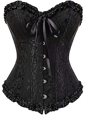 ieftine Corsete-corset corsete de dimensiuni plus pentru femei corsete country sexy doamnă dragă control burtă push up jacquard jacquard cârlig cu flori abstracte &amp;amp; ochi lace up nailon / bumbac nunta special
