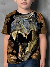 お買い得  男の子の3D動物-男の子 3D 動物 カラーブロック 3Dプリント Tシャツ Ｔシャツ 半袖 3Dプリント 夏 ストリートファッション ベーシック 子供 3〜12年
