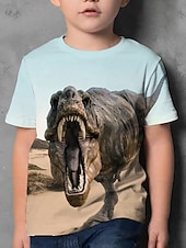 お買い得  男の子の3D動物-男の子 3D 動物 カラーブロック 3Dプリント Tシャツ Ｔシャツ 半袖 3Dプリント 夏 ストリートファッション ベーシック 子供 3〜12年