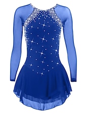 voordelige Schaatsjurken-Kunstschaatsjurk Dames Voor meisjes Schaatsen Jurken Paars Zwart Wit Open achterkant Netstof Spandex Hoge Elasticiteit Opleiding Wedstrijd Kunstschaatskleding Klassiek Kristal / Bergkristal Lange mouw