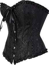 ieftine Corsete-corset corsete de dimensiuni plus pentru femei corsete country sexy doamnă dragă control burtă push up jacquard jacquard cârlig cu flori abstracte &amp;amp; ochi lace up nailon / bumbac nunta special