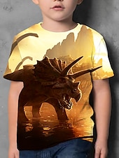 お買い得  男の子の3D動物-男の子 3D 動物 カラーブロック 3Dプリント Tシャツ Ｔシャツ 半袖 3Dプリント 夏 ストリートファッション ベーシック 子供 3〜12年