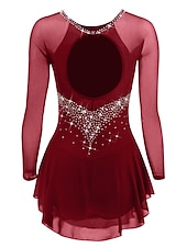 voordelige Schaatsjurken-Kunstschaatsjurk Dames Voor meisjes Schaatsen Jurken Paars Zwart Wit Open achterkant Netstof Spandex Hoge Elasticiteit Opleiding Wedstrijd Kunstschaatskleding Klassiek Kristal / Bergkristal Lange mouw