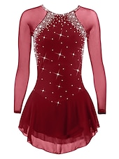 voordelige Schaatsjurken-Kunstschaatsjurk Dames Voor meisjes Schaatsen Jurken Paars Zwart Wit Open achterkant Netstof Spandex Hoge Elasticiteit Opleiding Wedstrijd Kunstschaatskleding Klassiek Kristal / Bergkristal Lange mouw