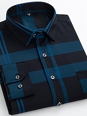 voordelige Overhemden voor heren-Voor heren Overhemd Strijkvrij overhemd Bruiloft Werk Zwart / Rood Zwart / Grijs Zwart Wit Lange mouw Vierkante hals Zomer Kleding Afdrukken