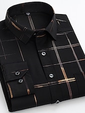 voordelige Overhemden voor heren-Voor heren Overhemd Strijkvrij overhemd Bruiloft Werk Zwart / Rood Zwart / Grijs Zwart Wit Lange mouw Vierkante hals Zomer Kleding Afdrukken