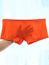 abordables Bóxer de hombre-Calzoncillos bóxer de color sólido a la moda básica para hombre, ropa interior elástica a media cintura, bragas transparentes, transpirables, cómodas, 1 pieza, blanco, verde, rojo, azul claro, m