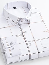voordelige Overhemden voor heren-Voor heren Overhemd Strijkvrij overhemd Bruiloft Werk Zwart / Rood Zwart / Grijs Zwart Wit Lange mouw Vierkante hals Zomer Kleding Afdrukken