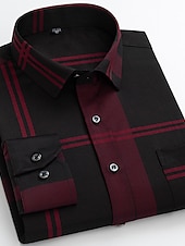voordelige Overhemden voor heren-Voor heren Overhemd Strijkvrij overhemd Bruiloft Werk Zwart / Rood Zwart / Grijs Zwart Wit Lange mouw Vierkante hals Zomer Kleding Afdrukken