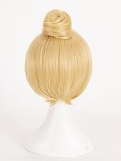 Χαμηλού Κόστους Ζευγάρι Περούκες-Περούκι Τίνκερ Μπελ Φαίρυ Τίνκερ Μπελ Τίνκερμπελ Κοςplay Περούκια Κοντά Ξανθά Μαλλιά με Κότσο Ανθεκτικό στη Θερμότητα Συνθετικό Περούκι Χάλοουιν