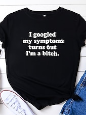 abordables T-shirt Humor &amp; Citations-T-shirt femme drôle disant tees 100% coton femmes j&#039;ai googlé mes symptômes imprimé t-shirts manches courtes décontractés (vert foncé l)