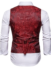 abordables Gilets-Homme Gilet Formel Mariage Soirée Scène Casual Chic Polyester Géométrique Col V Standard Noir Blanche Jaune Rouge Gilet