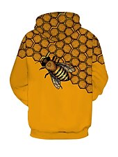 abordables Sudaderas con capucha para hombre-Hombre Abeja Estampados Sudadera Sudaderas Sudadera Manga Larga Sudadera con capucha Con Capucha Estampado 3D Impresión 3D Diario Deportes Amarillo Estampado Diseñador