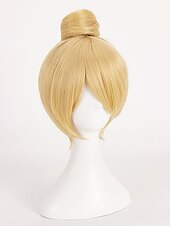 Χαμηλού Κόστους Ζευγάρι Περούκες-Περούκι Τίνκερ Μπελ Φαίρυ Τίνκερ Μπελ Τίνκερμπελ Κοςplay Περούκια Κοντά Ξανθά Μαλλιά με Κότσο Ανθεκτικό στη Θερμότητα Συνθετικό Περούκι Χάλοουιν