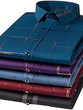 voordelige Overhemden voor heren-Voor heren Overhemd Strijkvrij overhemd Bruiloft Werk Zwart / Rood Zwart / Grijs Zwart Wit Lange mouw Vierkante hals Zomer Kleding Afdrukken
