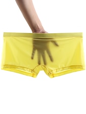 abordables Bóxer de hombre-Calzoncillos bóxer de color sólido a la moda básica para hombre, ropa interior elástica a media cintura, bragas transparentes, transpirables, cómodas, 1 pieza, blanco, verde, rojo, azul claro, m