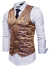 abordables Gilets-Homme Gilet Formel Mariage Soirée Scène Casual Chic Polyester Géométrique Col V Standard Noir Blanche Jaune Rouge Gilet