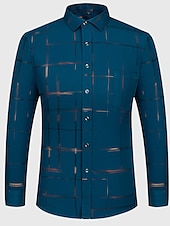 voordelige Overhemden voor heren-Voor heren Overhemd Strijkvrij overhemd Bruiloft Werk Zwart / Rood Zwart / Grijs Zwart Wit Lange mouw Vierkante hals Zomer Kleding Afdrukken