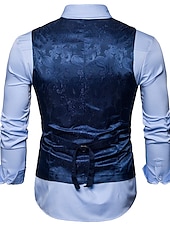 abordables Gilets-Homme Gilet Formel Mariage Soirée Scène Casual Chic Polyester Géométrique Col V Standard Noir Blanche Jaune Rouge Gilet