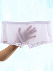 abordables Bóxer de hombre-Calzoncillos bóxer de color sólido a la moda básica para hombre, ropa interior elástica a media cintura, bragas transparentes, transpirables, cómodas, 1 pieza, blanco, verde, rojo, azul claro, m