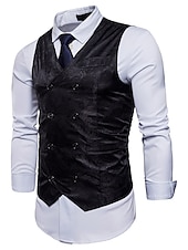 abordables Gilets-Homme Gilet Formel Mariage Soirée Scène Casual Chic Polyester Géométrique Col V Standard Noir Blanche Jaune Rouge Gilet