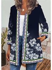 economico capispalla grafici-giacca da donna giacca casual stampa floreale cappotto regolare autunnale girocollo vestibilità regolare giacca casual traspirante manica lunga verde nero blu vacanza quotidiana