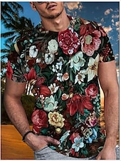 olcso 3D pólók-Férfi Virágos Grafika Póló Pólók Vicces pólók Rövid ujjú póló 3D nyomtatás Terített nyak Ing Hawaii Dizájn Alap Hétköznapi Napi Hétvége B C E Nyár Ruházat Extra méret S M L XL XXL 3XL 4XL