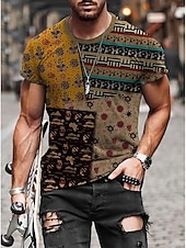 preiswerte T-Shirts für Herren mit 3D-Druck-Herren Stammes Grafik-Drucke Totem T Shirt Kurzarm T-Shirt Andere Drucke Rundhalsausschnitt Hemd Designer Basic Brautkleider schlicht Strasse Casual A B C Sommer Frühling Sommer Bekleidung Normal S M