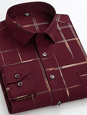 voordelige Overhemden voor heren-Voor heren Overhemd Strijkvrij overhemd Bruiloft Werk Zwart / Rood Zwart / Grijs Zwart Wit Lange mouw Vierkante hals Zomer Kleding Afdrukken