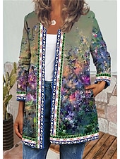 economico capispalla grafici-giacca da donna giacca casual stampa floreale cappotto regolare autunnale girocollo vestibilità regolare giacca casual traspirante manica lunga verde nero blu vacanza quotidiana