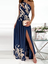ieftine Rochii de Gală-rochie formală de petrecere pentru femei rochie leagăn rochie lungă rochie maxi verde albastru roz albastru închis curcubeu roșu bej alb negru fără mâneci floral culoare pură decupat imprimeu