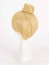 Χαμηλού Κόστους Ζευγάρι Περούκες-Περούκι Τίνκερ Μπελ Φαίρυ Τίνκερ Μπελ Τίνκερμπελ Κοςplay Περούκια Κοντά Ξανθά Μαλλιά με Κότσο Ανθεκτικό στη Θερμότητα Συνθετικό Περούκι Χάλοουιν