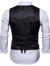 abordables Gilets-Homme Gilet Formel Mariage Soirée Scène Casual Chic Polyester Géométrique Col V Standard Noir Blanche Jaune Rouge Gilet