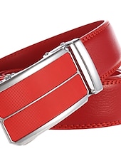 cheap Men&#039;s Belt-Men&#039;s Belt Faux Leather Belt Dress Belt Ratchet Belt Box Buckle Black White Faux Leather Alloy Fashion BOX Buckle Pure Color Party Daily