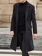 billige Trenchcoat for menn-Herre Vinterfrakk Ytterfrakk Lang trenchcoat utendørs Dagligdagstøy Høst vinter Polyester Hold Varm Vindtett jakke Yttertøy Klær Mote Gatemote عادي Knaphul Dobbeltkneppet