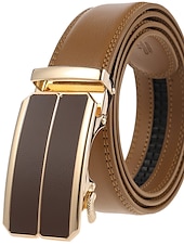 cheap Men&#039;s Belt-Men&#039;s Belt Faux Leather Belt Dress Belt Ratchet Belt Box Buckle Black White Faux Leather Alloy Fashion BOX Buckle Pure Color Party Daily
