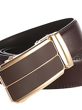 cheap Men&#039;s Belt-Men&#039;s Belt Faux Leather Belt Dress Belt Ratchet Belt Box Buckle Black White Faux Leather Alloy Fashion BOX Buckle Pure Color Party Daily