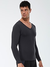 Недорогие Футболки и майки для бега-Муж. Компрессионная футболка Футболка для бега Длинный рукав Футболка Футболка Атлетический Одежда для спорта и отдыха Осень V-образный вырез Однотонный Спандекс Флис