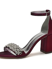 abordables Bal de promo-Sandales à talons compensés en satin argenté pour femmes avec ornements en strass - chaussures de mariage et de soirée élégantes