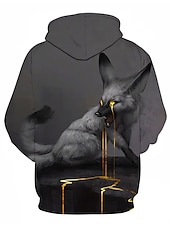 baratos Moletons masculinos com capuz-Homens Gráfico Raposa Moletom Moletons Moletom Manga Longa Moletom com capuz Com Capuz Roupa de rua Impressão 3D Casual Diário Azul Real Azul Imprimir Primavera &amp; Outono Designer