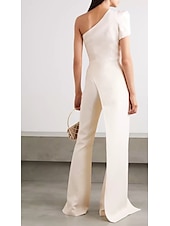 baratos Vestidos para Convidadas de Casamento-Macaquinhos Vestido de Gala Elegante Prom Aniversário Comprimento do Chão Sem Mangas Um Ombro Convidada de Casamento Outono Tecido Elástico com Cor Pura 2025