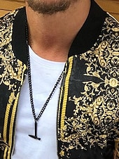 cheap Men&#039;s Jackets &amp; Coats-Men&#039;s Lightweight Jacket Summer Jacket Outdoor Street Breathable Pocket Print Fall Leopard Floral Streetwear Sporty Turndown Regular Regular Fit Gold Jacket