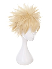 رخيصةأون شعيرات زوجية-تأثيري الباروكات أشقر مستقيم شعر مستعار صناعي قصير الشعر المستعار رجالي / نسائي الشعر المستعار للحفلة