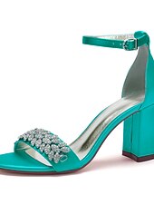 abordables Bal de promo-Sandales à talons compensés en satin argenté pour femmes avec ornements en strass - chaussures de mariage et de soirée élégantes