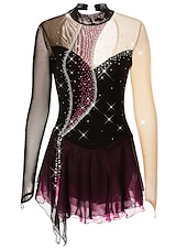 preiswerte Eiskunstlaufkleider-Eiskunstlaufkleid Damen Mädchen Eislaufen Kleider Austattungen Violett Dunkellila Schwarz und Violett Rückenfrei Gitter Elasthan Hochelastisch Wettbewerb Eiskunstlaufkleidung Handgemacht Kristalle