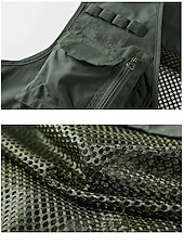 cheap Men&#039;s Vest-Men&#039;s Gilet Fishing Vest Hiking Vest Outdoor Street Fishing Racing Sporty Casual Summer Fall Pocket Full Zip Polyester Breathable Solid Color Zipper V Neck Regular Fit Black Army Green Red Navy Blue